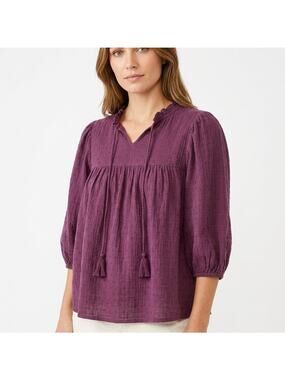 CATO EST. 1946 Cato 100% Cotton Textured Blouse Purple Women Size S